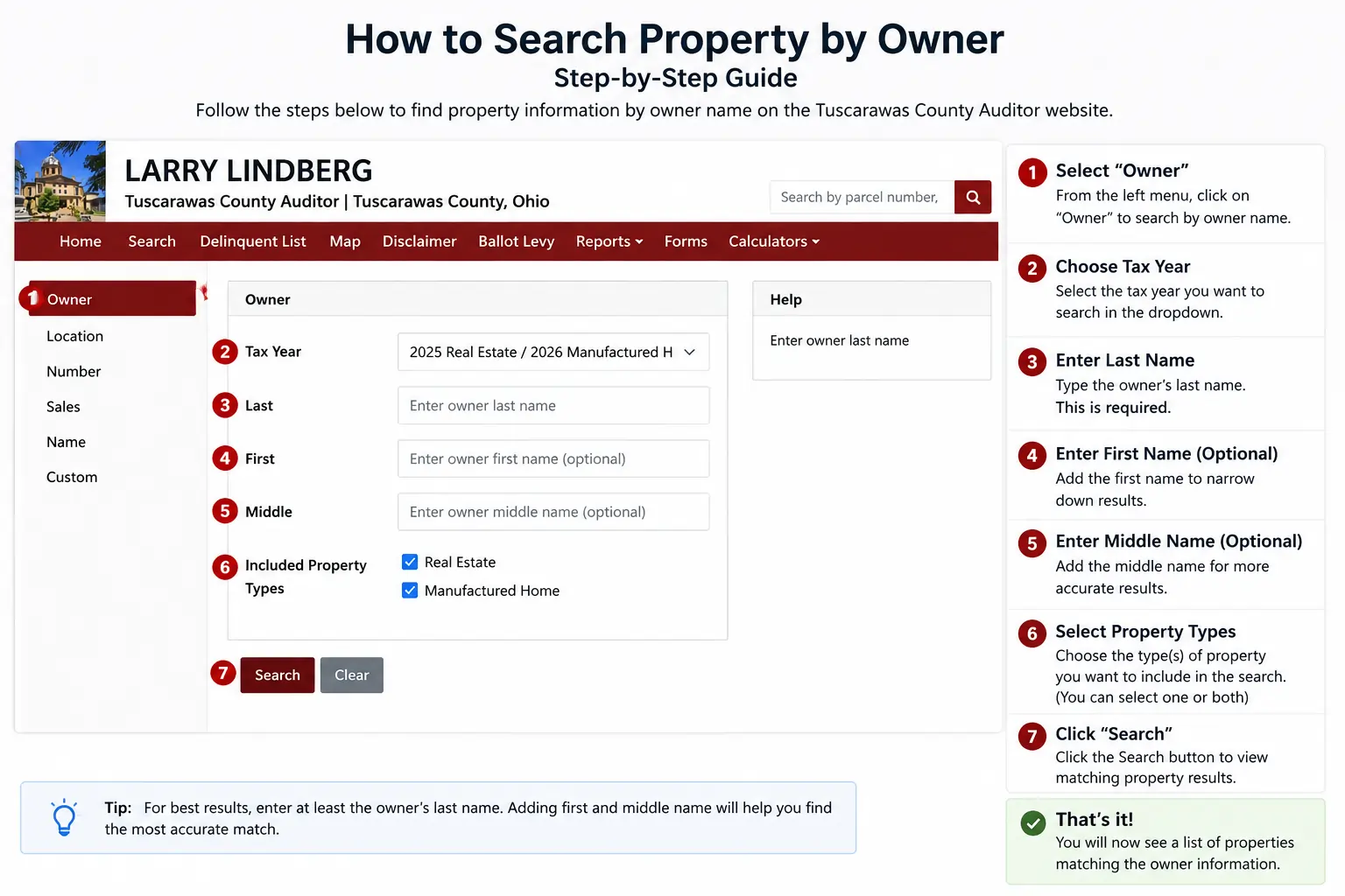 Tuscarawas County Auditor property search portal 2026 — free public records access